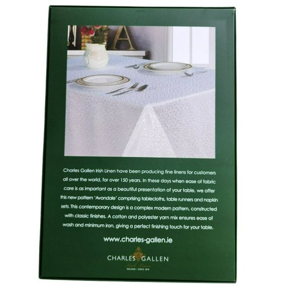Charles Gallen White‎ Damask Avondale Tablecloth Irish Linen 60x84in - Picture 5 of 14